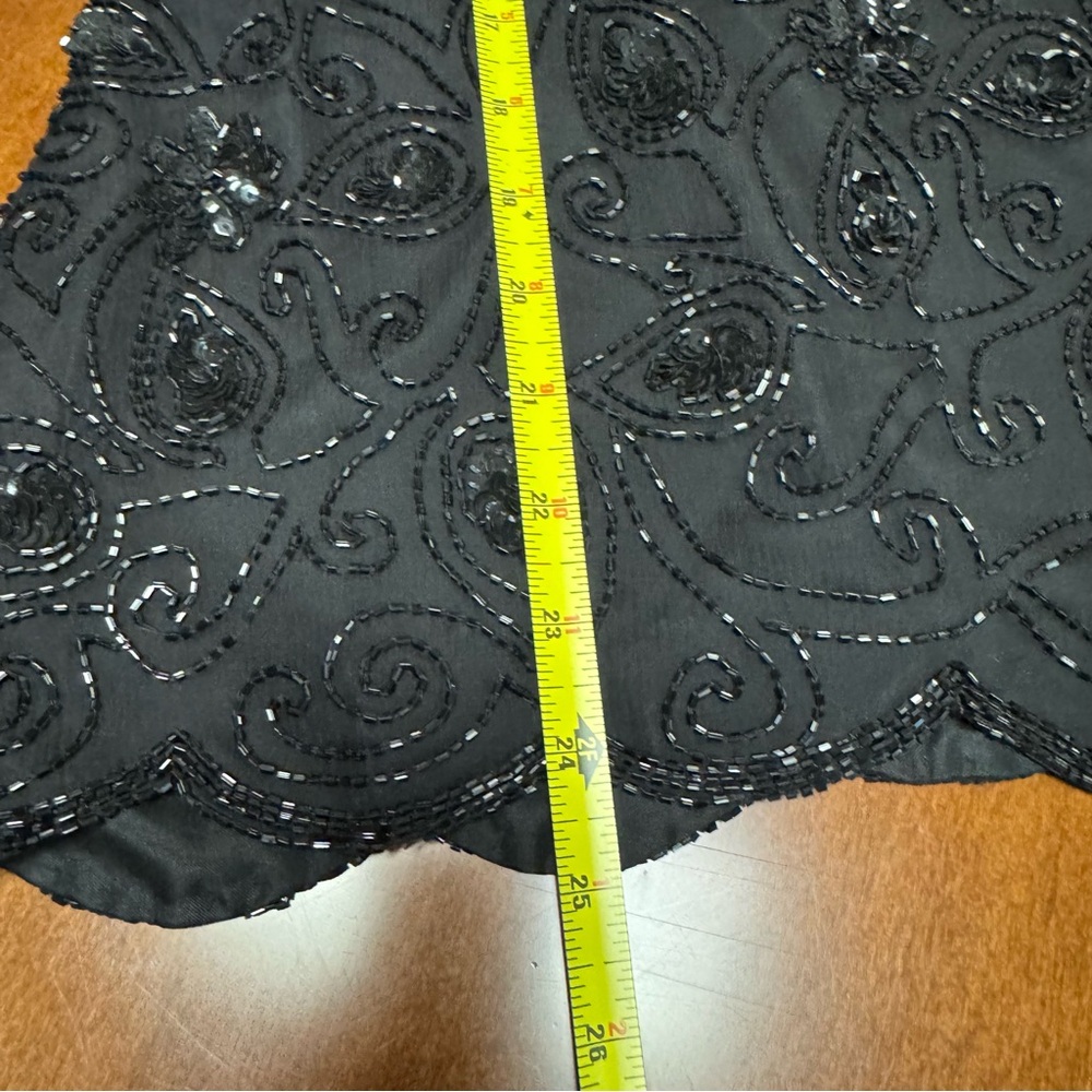 NWT Vintage Patra Petites 100% Silk Beaded Sequined Evening Top Black 80’s Sz MP - Picture 10 of 11